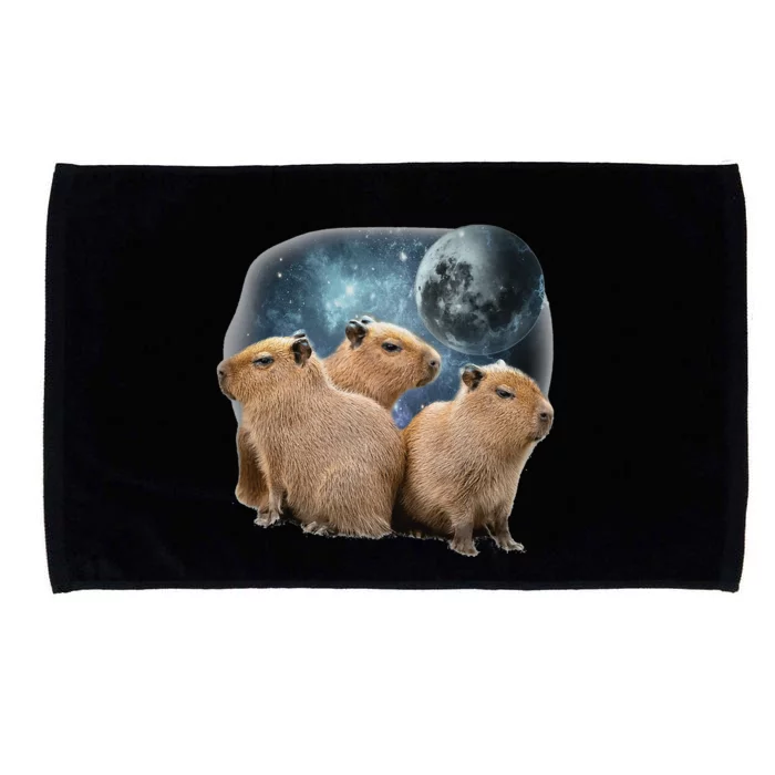 Three Capybaras And Moon Funny Capybara Humor Parody Microfiber Hand Towel