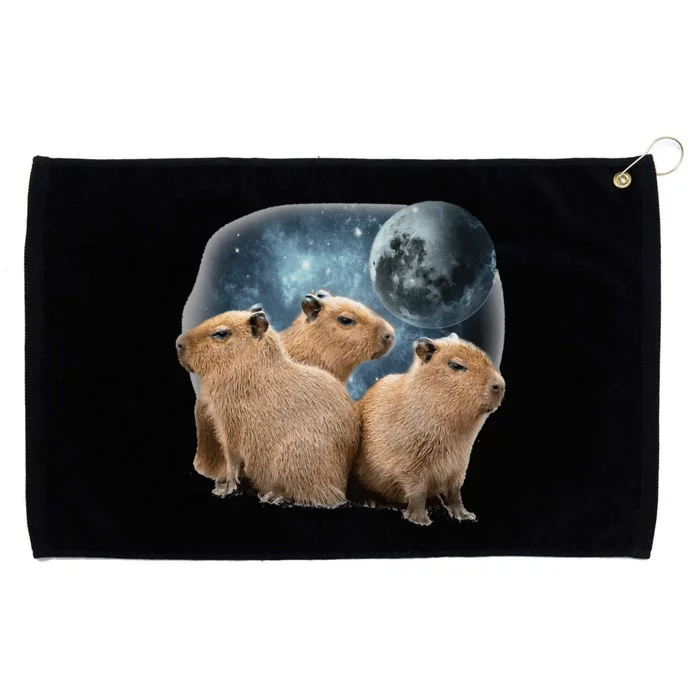 Three Capybaras and Moon Funny Capybara Humor Parody Grommeted Golf Towel