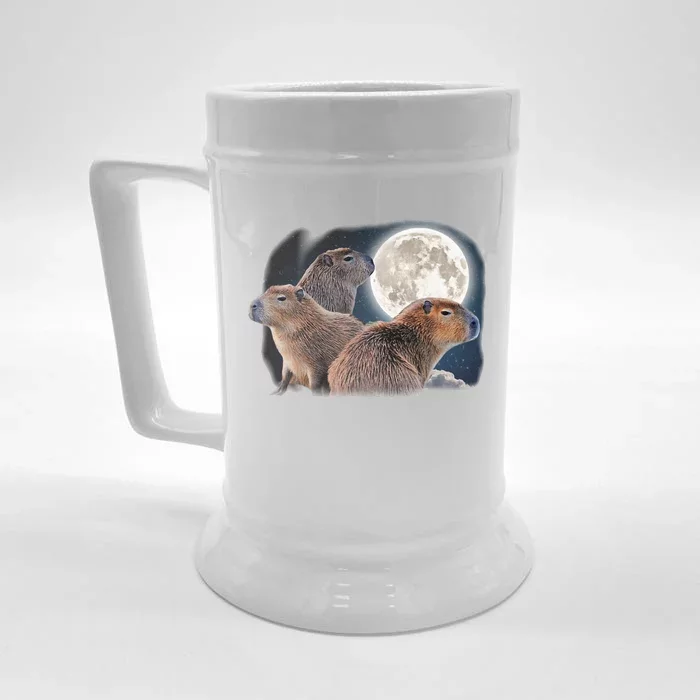 Three Capybaras And Moon Funny Capybara Humor Parody Front & Back Beer Stein