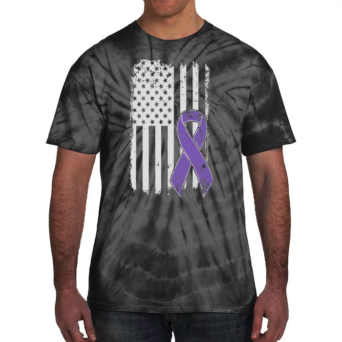 Testicular Cancer Awareness Vintage USA American Flag Tie-Dye T-Shirt