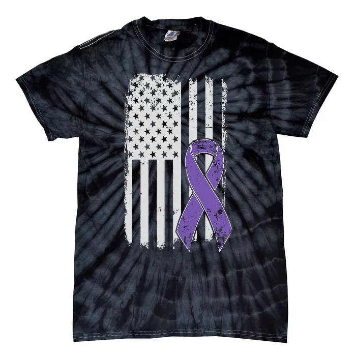 Testicular Cancer Awareness Vintage USA American Flag Tie-Dye T-Shirt