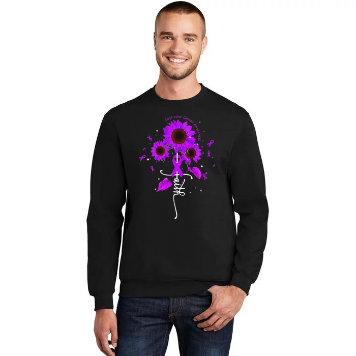 Testicular Cancer Awareness Faith Ribbon Sunflower Sweatshirt