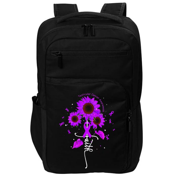 Testicular Cancer Awareness Faith Ribbon Sunflower Impact Tech Backpack