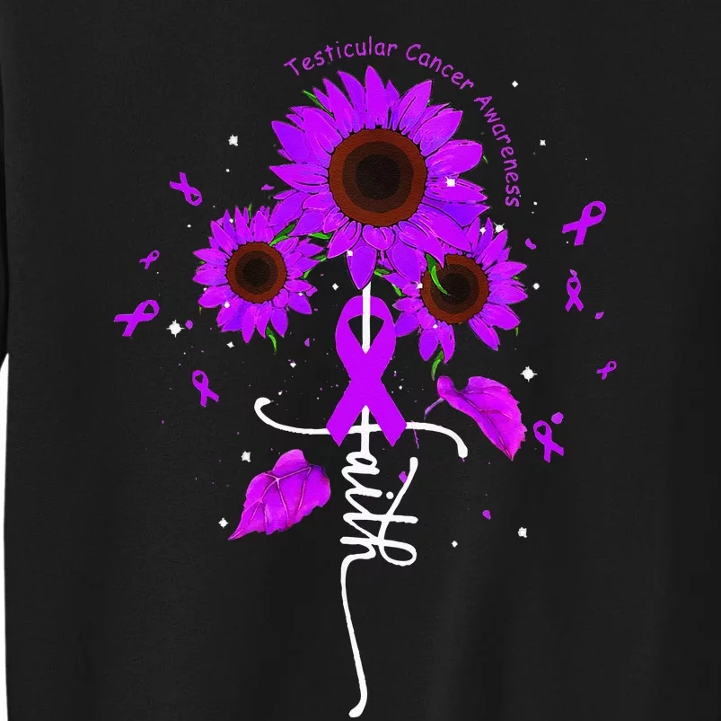 Testicular Cancer Awareness Faith Ribbon Sunflower Tall Sweatshirt