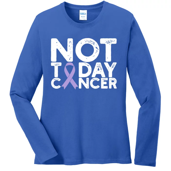 Testicular Cancer Awareness Not Today Cancer Purple Ribbon Gift Ladies Long Sleeve Shirt