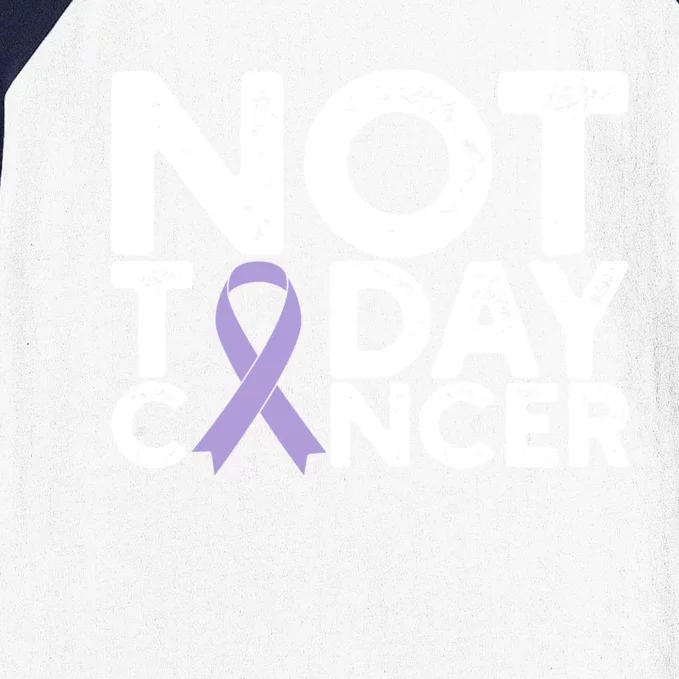 Testicular Cancer Awareness Not Today Cancer Purple Ribbon Gift Baseball Sleeve Shirt