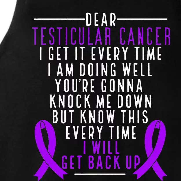 Testicular Cancer Awareness I Will Get Back Up Teal Ribbon Ladies Tri-Blend Wicking Tank