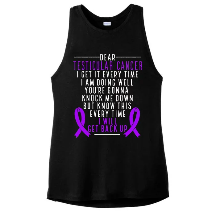 Testicular Cancer Awareness I Will Get Back Up Teal Ribbon Ladies Tri-Blend Wicking Tank