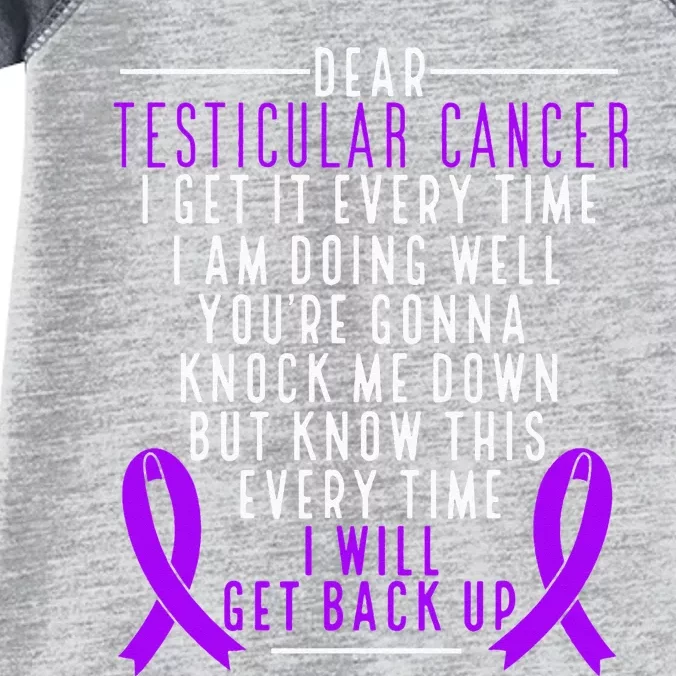 Testicular Cancer Awareness I Will Get Back Up Teal Ribbon Infant Baby Jersey Bodysuit