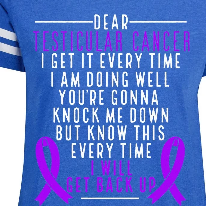 Testicular Cancer Awareness I Will Get Back Up Teal Ribbon Enza Ladies Jersey Football T-Shirt