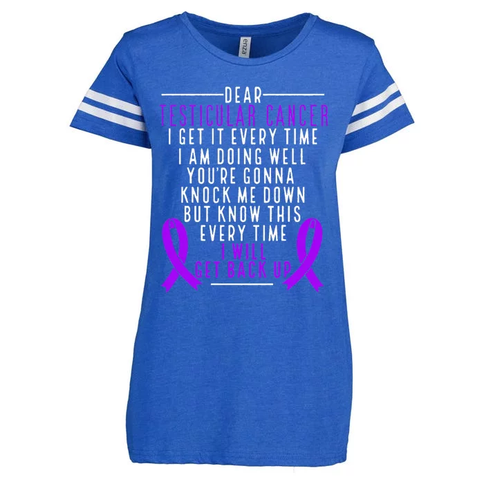 Testicular Cancer Awareness I Will Get Back Up Teal Ribbon Enza Ladies Jersey Football T-Shirt