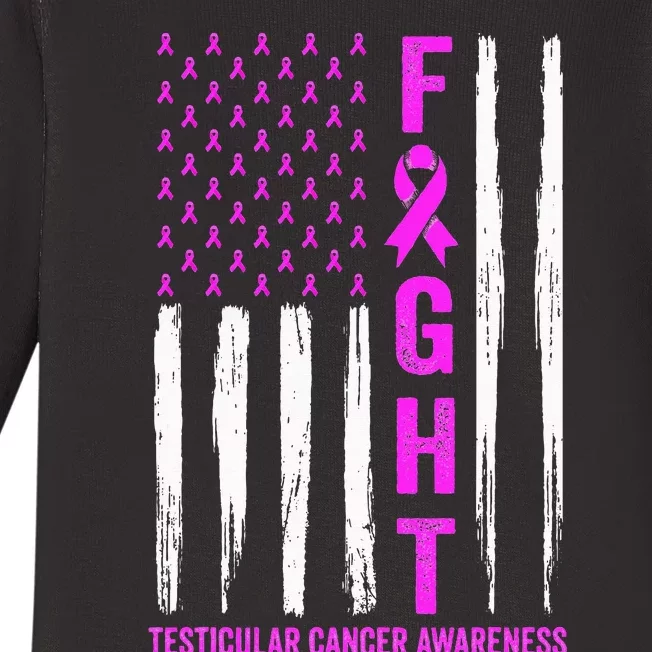 Testicular Cancer Awareness Orchid Ribbon Fight Support Baby Long Sleeve Bodysuit