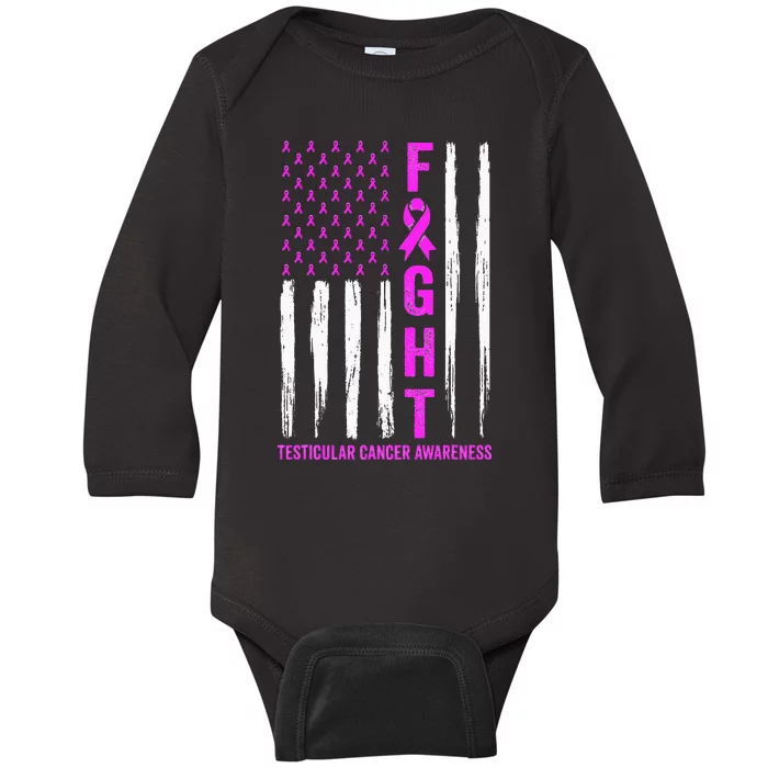 Testicular Cancer Awareness Orchid Ribbon Fight Support Baby Long Sleeve Bodysuit