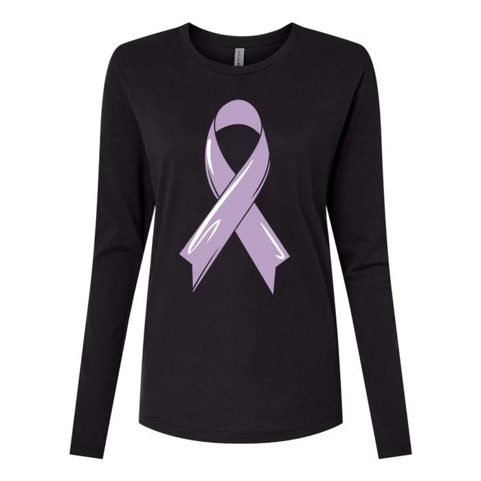 Testicular Cancer Awareness Ribbon Purple Fighter Chemo Gift Womens Cotton Relaxed Long Sleeve T-Shirt