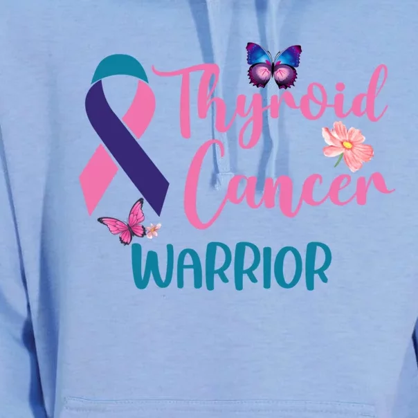 Thyroid Cancer Awareness Butterflies Warrior Ribbon Cute Gift Unisex Surf Hoodie