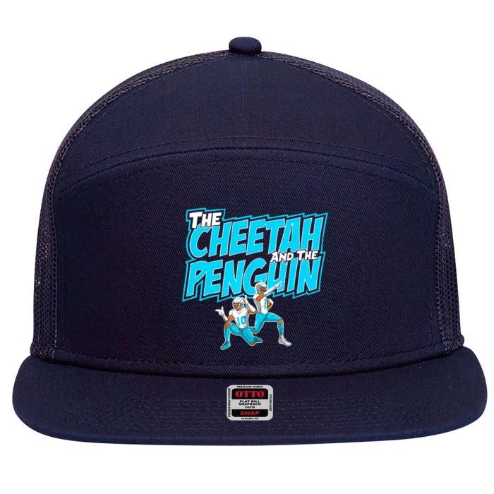 The Cheetah And The Penguin 7 Panel Mesh Trucker Snapback Hat