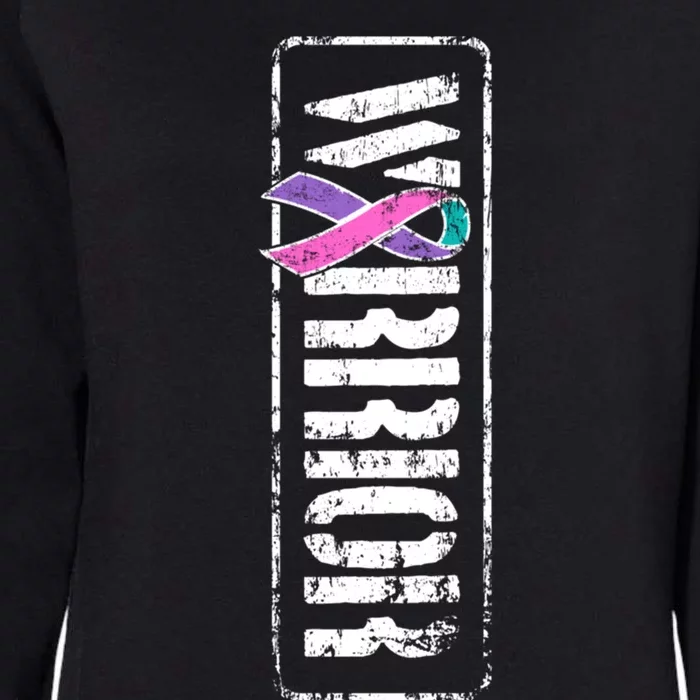 Thyroid Cancer Awareness Gift Sideways Military Warrior Ribbon Gift Womens California Wash Sweatshirt