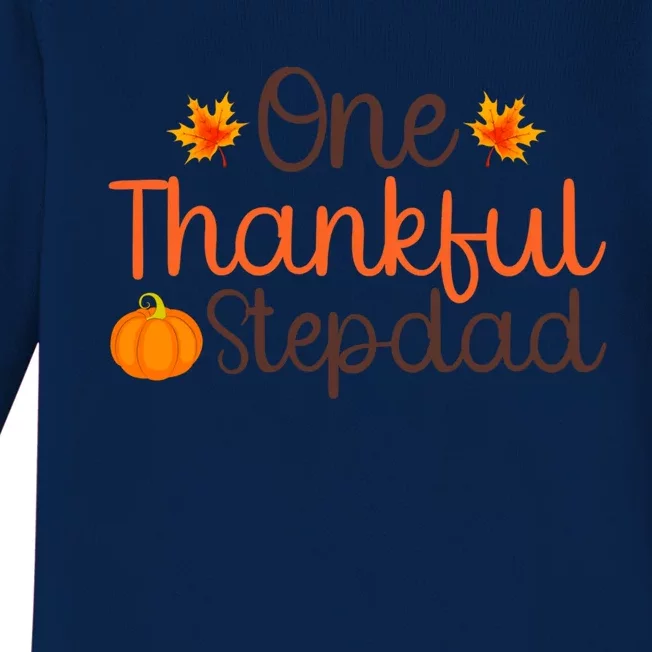 Thanksgiving Costume Autumn Theme One Thankful Stepdad Cool Gift Baby Long Sleeve Bodysuit