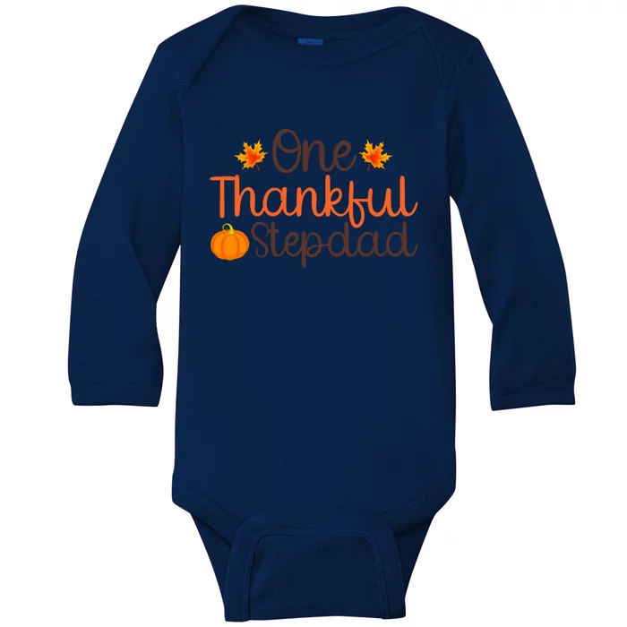 Thanksgiving Costume Autumn Theme One Thankful Stepdad Cool Gift Baby Long Sleeve Bodysuit