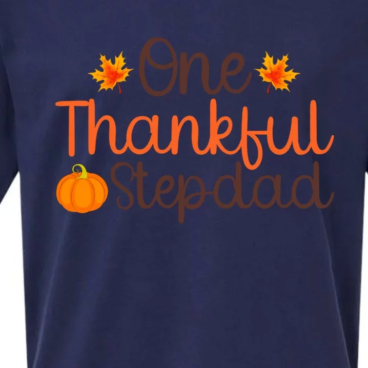 Thanksgiving Costume Autumn Theme One Thankful Stepdad Cool Gift Sueded Cloud Jersey T-Shirt