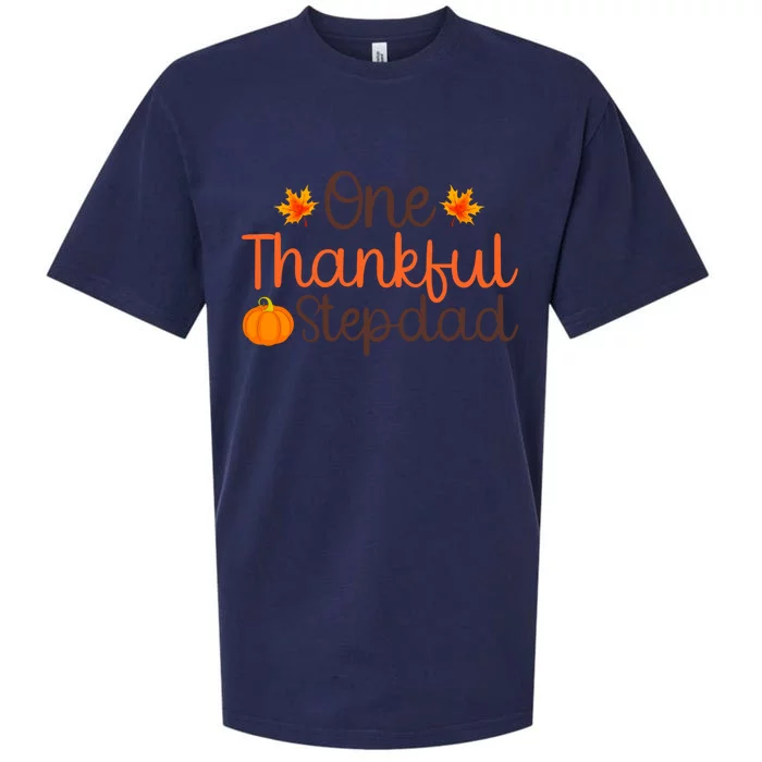 Thanksgiving Costume Autumn Theme One Thankful Stepdad Cool Gift Sueded Cloud Jersey T-Shirt