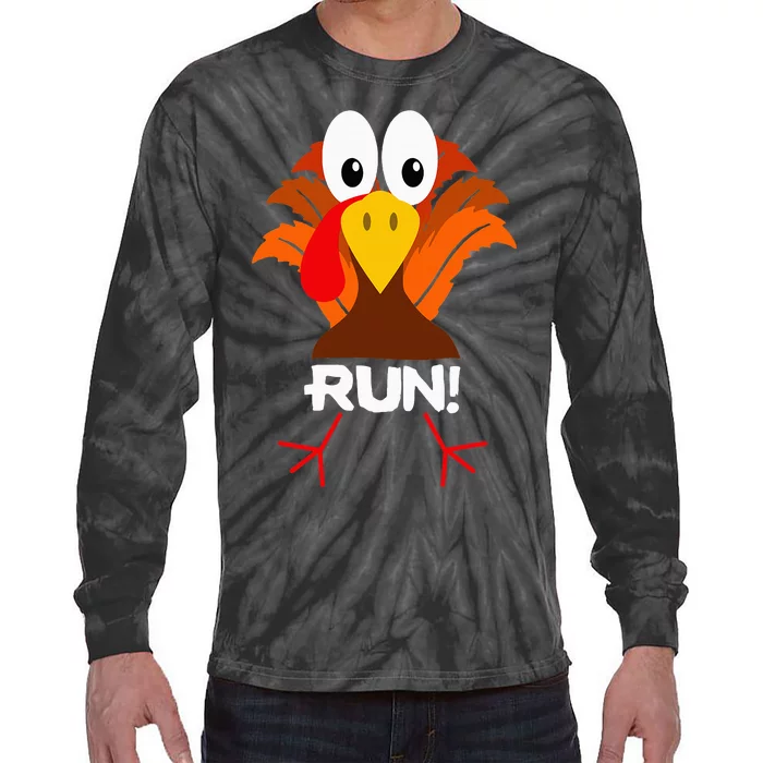 Turkey Costume Adult Running Face Turkey Trot Tie-Dye Long Sleeve Shirt