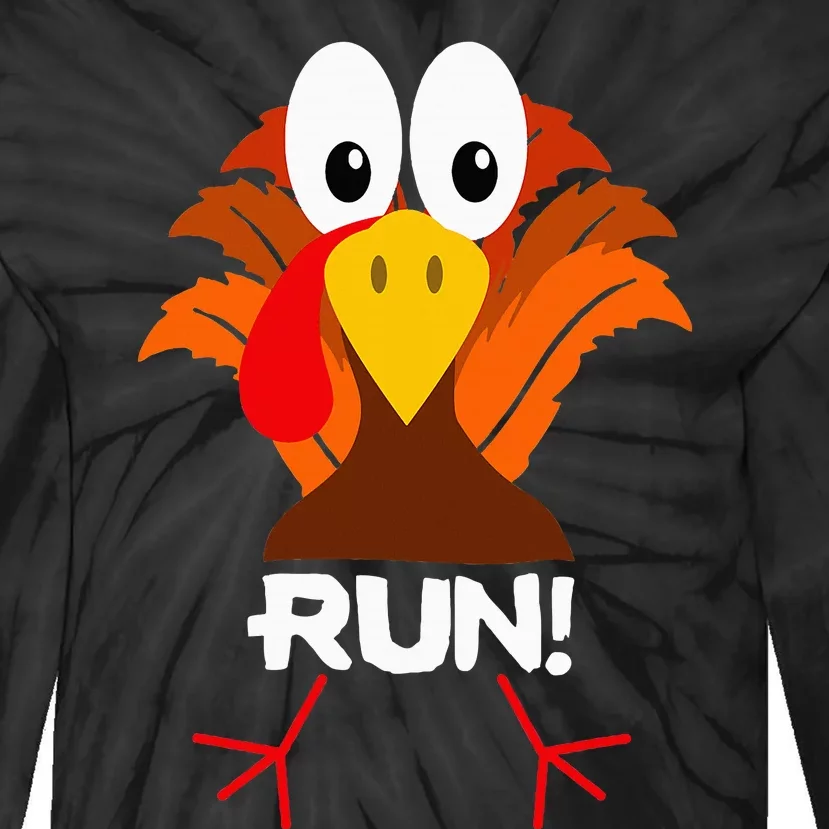 Turkey Costume Adult Running Face Turkey Trot Tie-Dye Long Sleeve Shirt