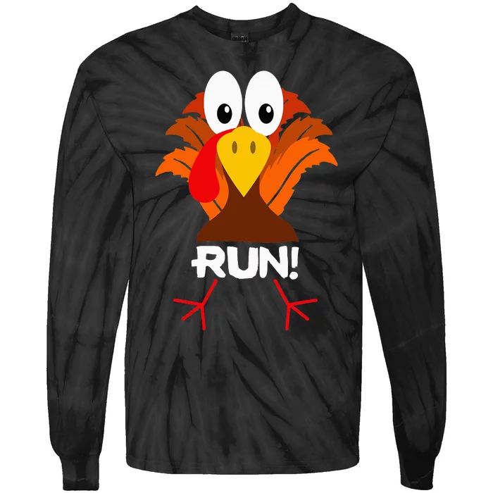 Turkey Costume Adult Running Face Turkey Trot Tie-Dye Long Sleeve Shirt