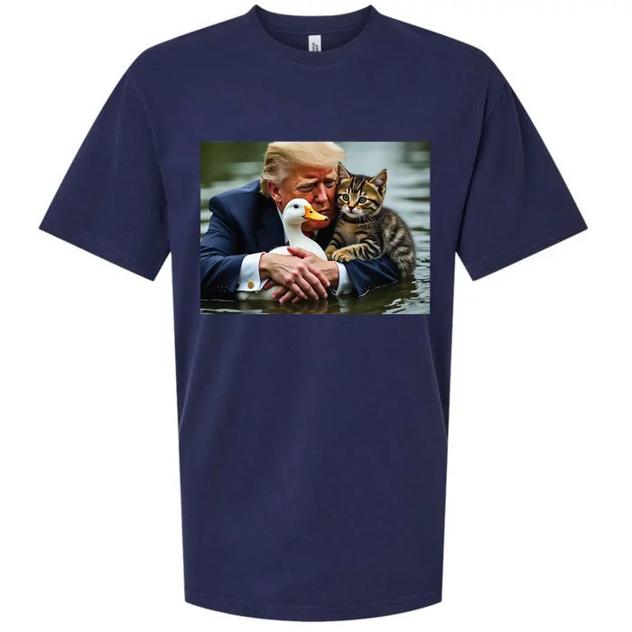 Trump Cat And Duck Memes Christmas Halloween Vote Sign Sueded Cloud Jersey T-Shirt