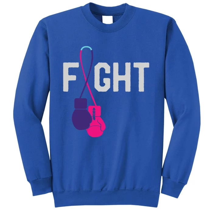 Thyroid Cancer Awareness Day Ribbon Month Survivor Fighter Gift Tall Sweatshirt