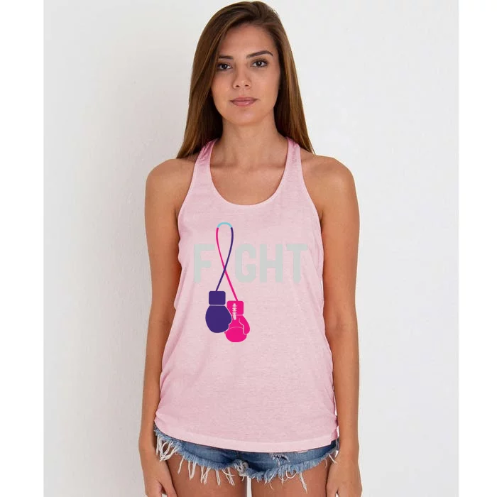 Thyroid Cancer Awareness Day Ribbon Month Survivor Fighter Gift Women's Knotted Racerback Tank