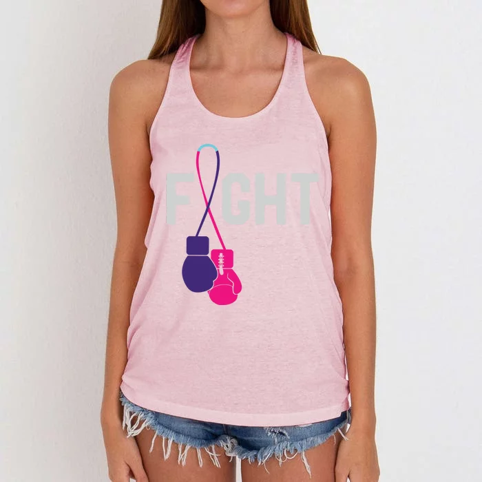 Thyroid Cancer Awareness Day Ribbon Month Survivor Fighter Gift Women's Knotted Racerback Tank