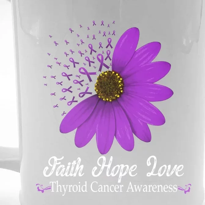 Thyroid Cancer Awareness Faith Hope Love Purple Ribbon Gift Front & Back Beer Stein