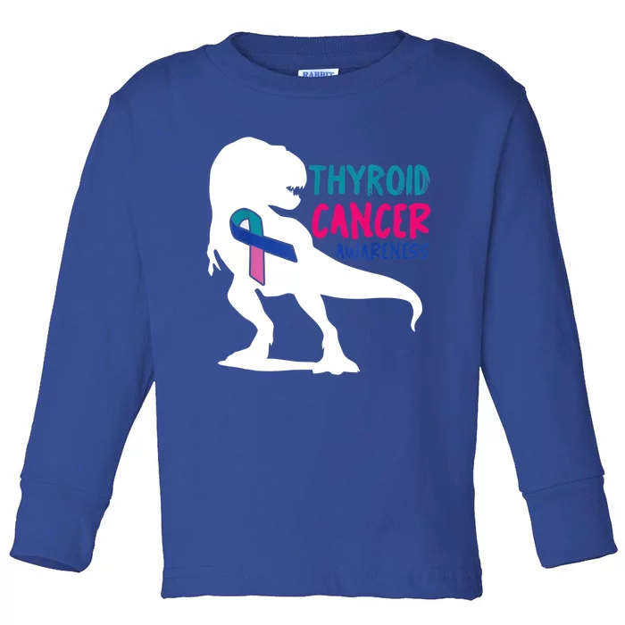 Thyroid Cancer Awareness Cool Tgiftrex Warrior Survivor Fighter Cool Gift Toddler Long Sleeve Shirt