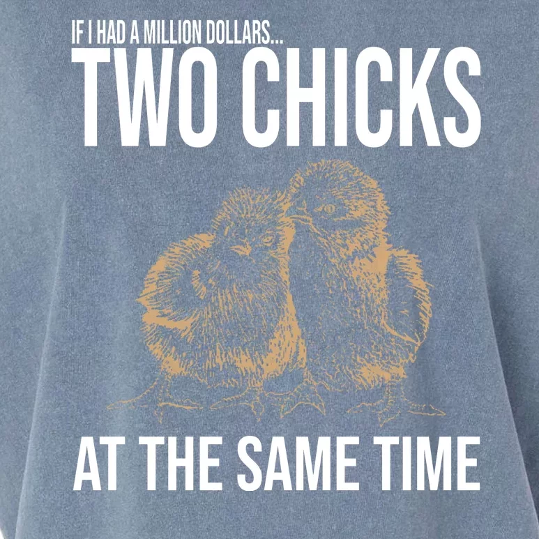 Two Chicks At The Same Time Funny Garment-Dyed Women's Muscle Tee