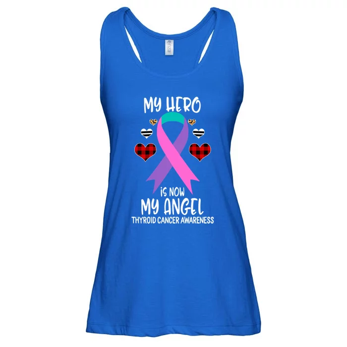 Thyroid Cancer Awareness Remembrance Hero Is Now My Angel Gift Ladies Essential Flowy Tank