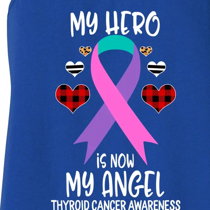 Thyroid Cancer Awareness Remembrance Hero Is Now My Angel Gift Women's Racerback Tank