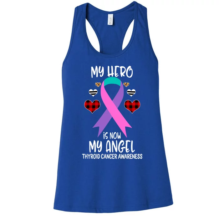 Thyroid Cancer Awareness Remembrance Hero Is Now My Angel Gift Women's Racerback Tank