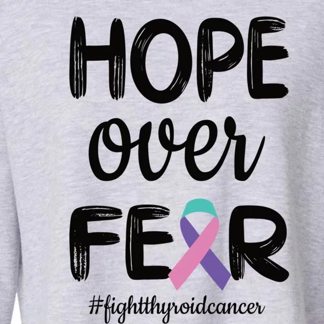 Thyroid Cancer Awareness Thyroid Cancer Warrior Gift Cropped Pullover Crew