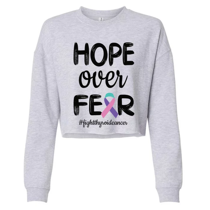 Thyroid Cancer Awareness Thyroid Cancer Warrior Gift Cropped Pullover Crew