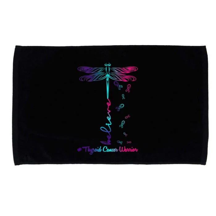 Thyroid Cancer Awareness Warrior Dragonfly Believe Hope Gift Microfiber Hand Towel