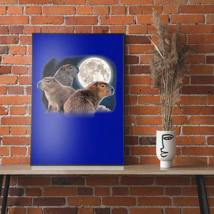 Three Capybaras And Moon Funny Capybara Humor Parody Poster