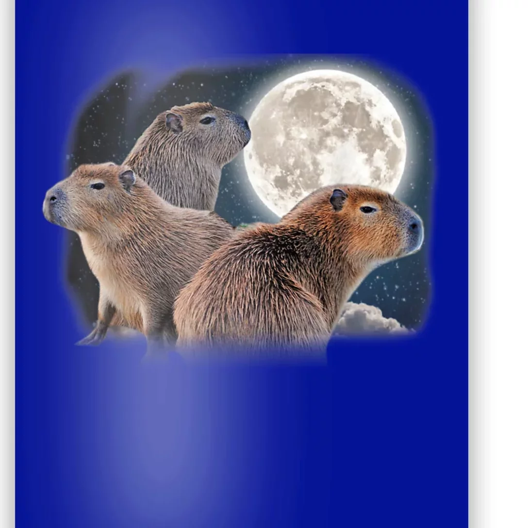 Three Capybaras And Moon Funny Capybara Humor Parody Poster