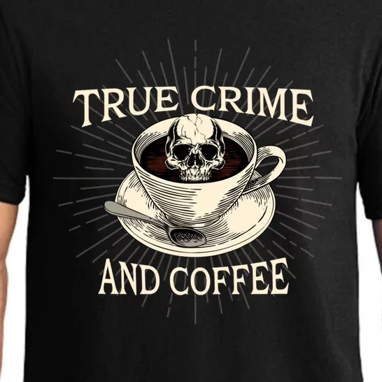 True Crime And Coffee Goth Skeleton Funny Spooky Funny Gift Pajama Set