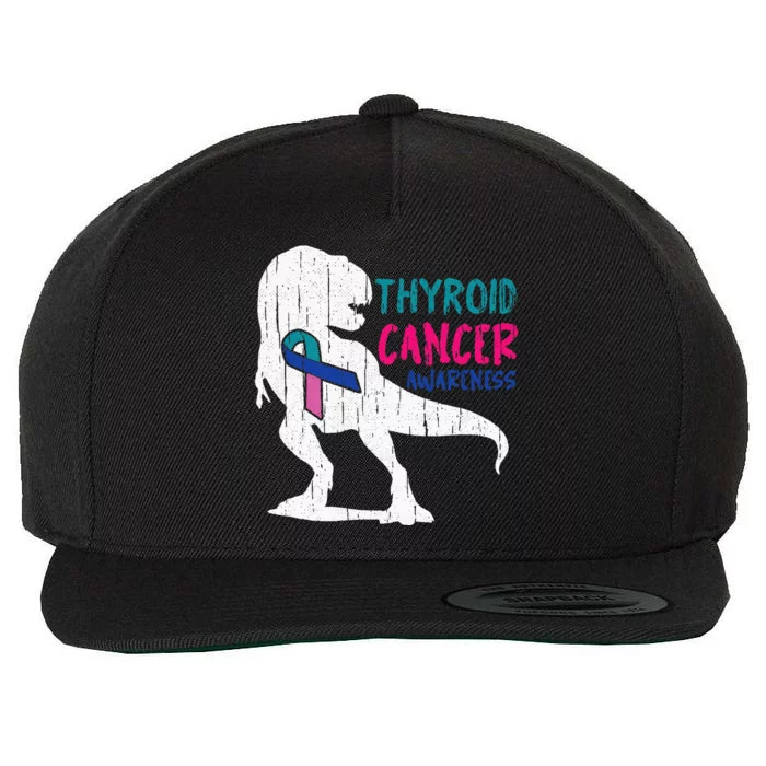 Thyroid Cancer Awareness Cool TRex Warrior Survivor Fighter Wool Snapback Cap