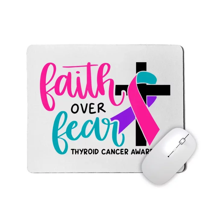 Thyroid Cancer Awareness Ribbon Faith Over Fear Christian Mousepad