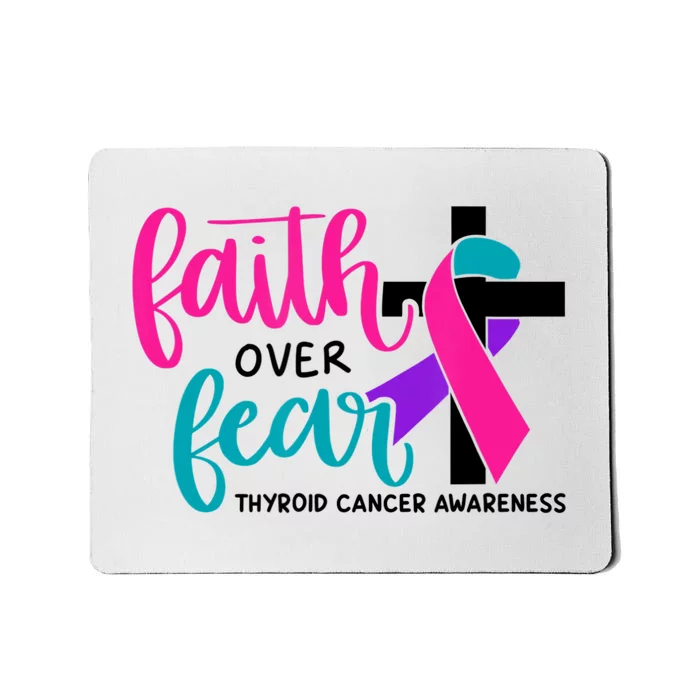 Thyroid Cancer Awareness Ribbon Faith Over Fear Christian Mousepad