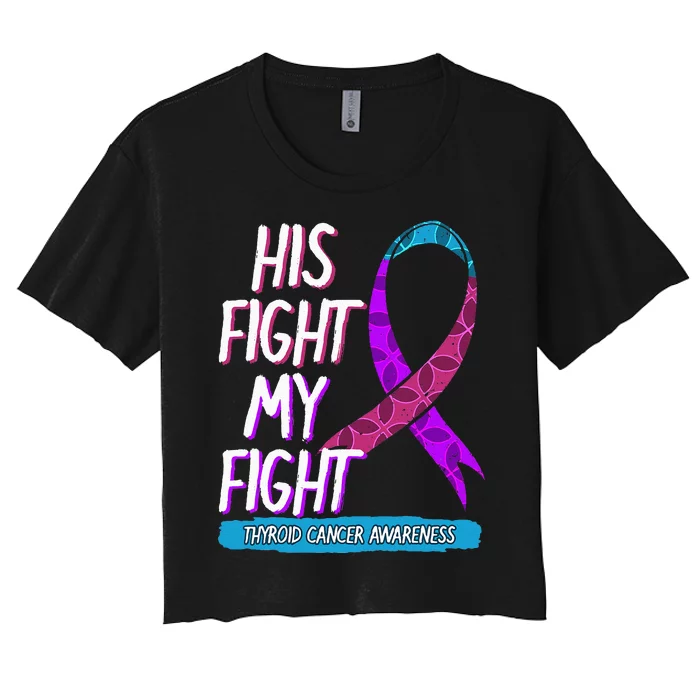 Thyroid Cancer Awareness Ribbon Endocrinologist Gift Idea Women's Crop Top Tee