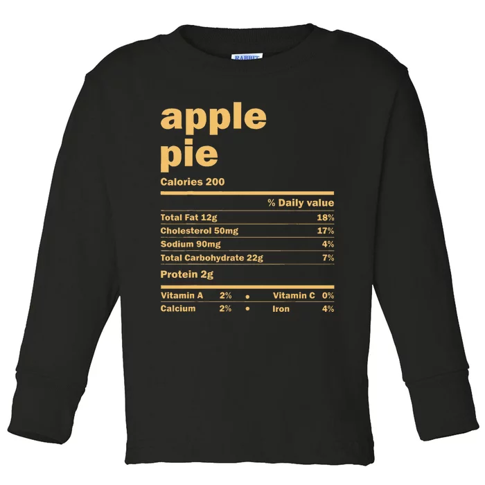 Thanksgiving Christmas Apple Pie Nutritional Facts Toddler Long Sleeve Shirt