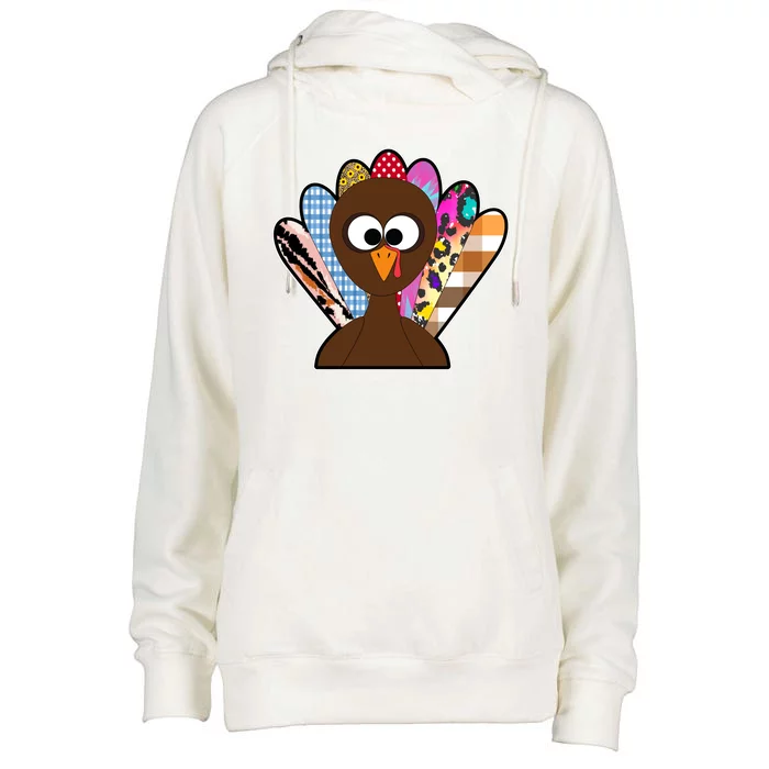 Turkey Colorful Abstract Thanksgiving Womens Funnel Neck Pullover Hood